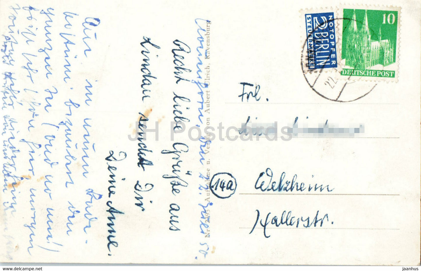 Lindau am Bodensee - Hafendamm - Schiff - Leuchtturm - alte Postkarte - 1950 - Deutschland - gebraucht