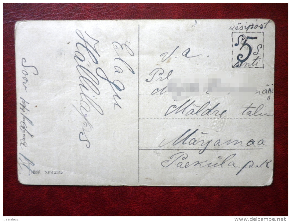 Birthday Greeting Card - roses - HWB  SER 2515 - old postcard - Estonia - used - JH Postcards