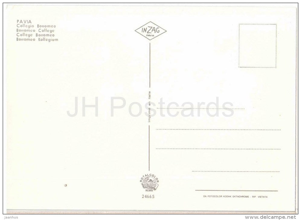 Collegio Borromeo - Borromeo College - Pavia - Lombardia - 24665 - Italia - Italy - unused - JH Postcards