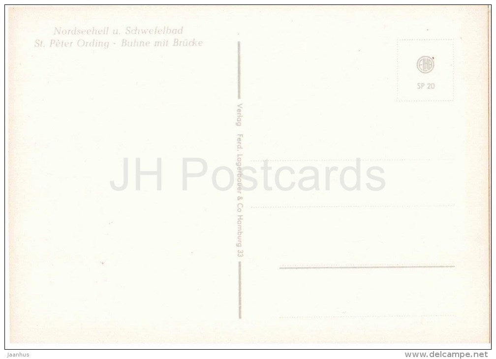 St. Peter Ording - Nordesee - Heil und Schwefelbad - Buhne mit Brücke - SP 20 - Germany - nicht gelaufen - JH Postcards
