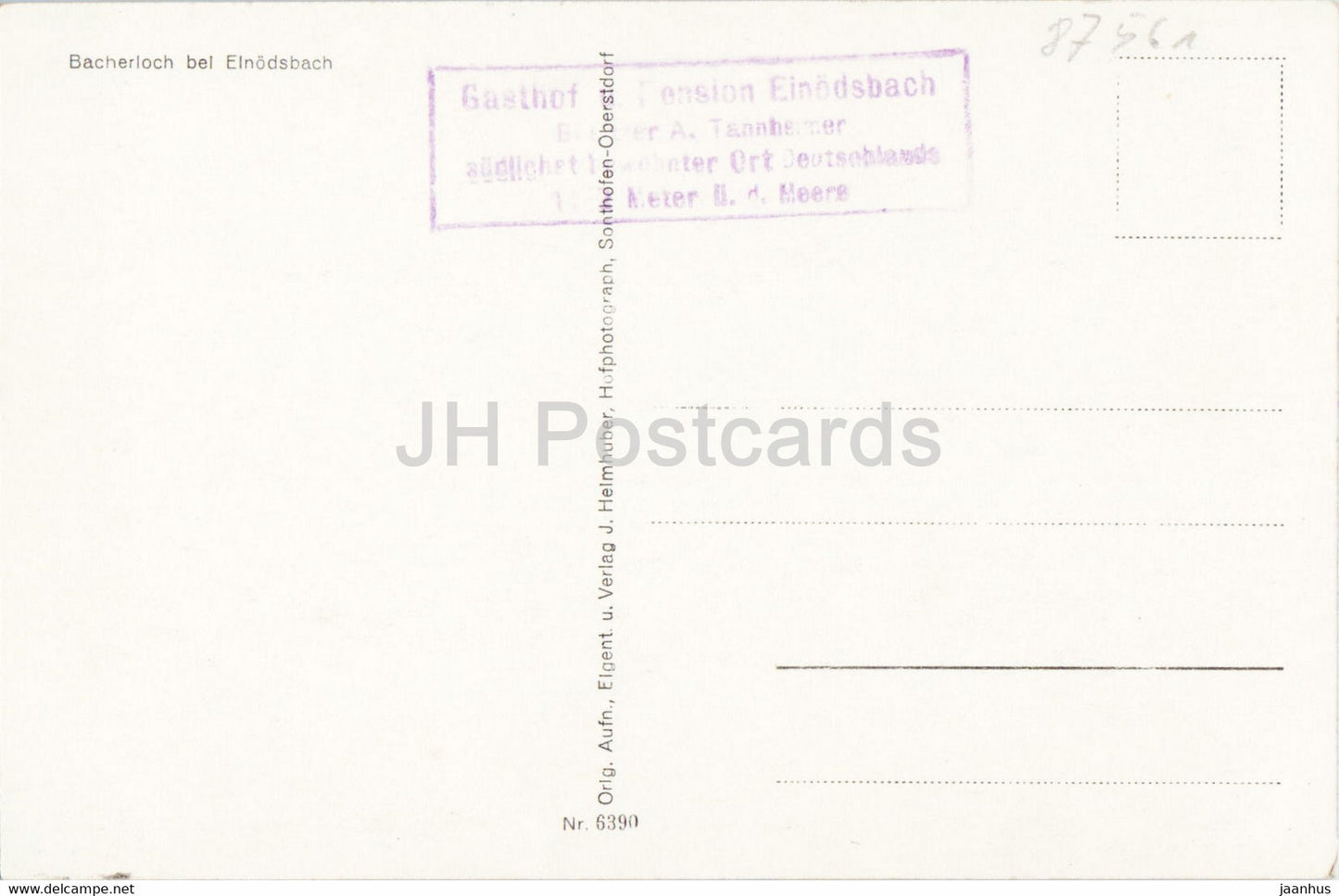 Bacherloch bei Elnodsbach - old postcard - Germany - unused