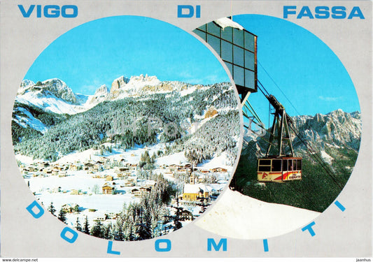 Vigo di Fassa - Dolomiti - cable car - multiview - 53.040 - Italy - unused - JH Postcards