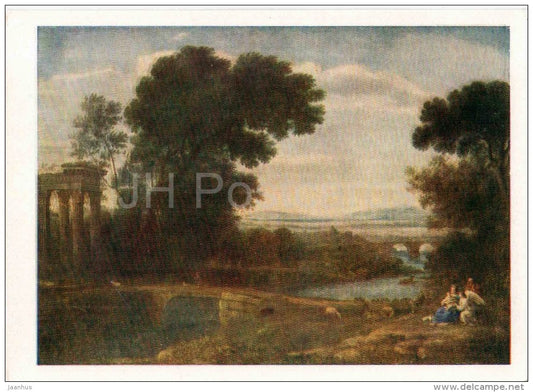 painting by Claude Lorrain - Midday - ruins - french art - unused - JH Postcards