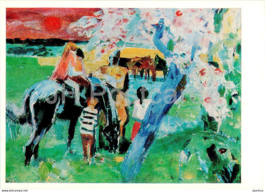 painting by Radomir Kolar - Joyful Days - Czech art - 1977 - Russia USSR - unused - JH Postcards