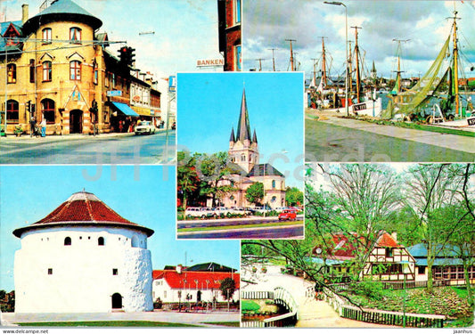 Fredrikshavn - port - street - multiview - 274 - 1984 - Denmark - used - JH Postcards