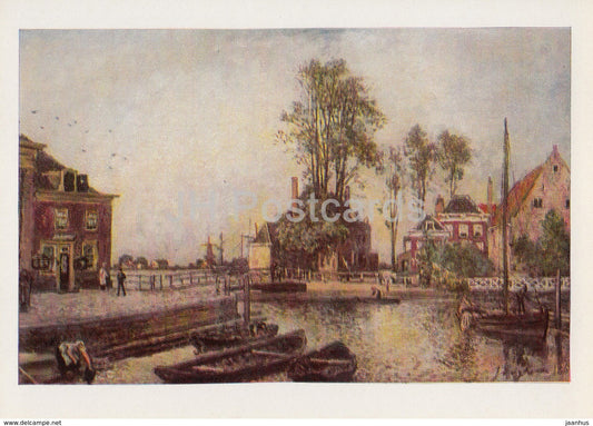 painting by Johan Barthold Jongkind - Embankment of the Channel - Dutch art - 1982 - Russia USSR - unused