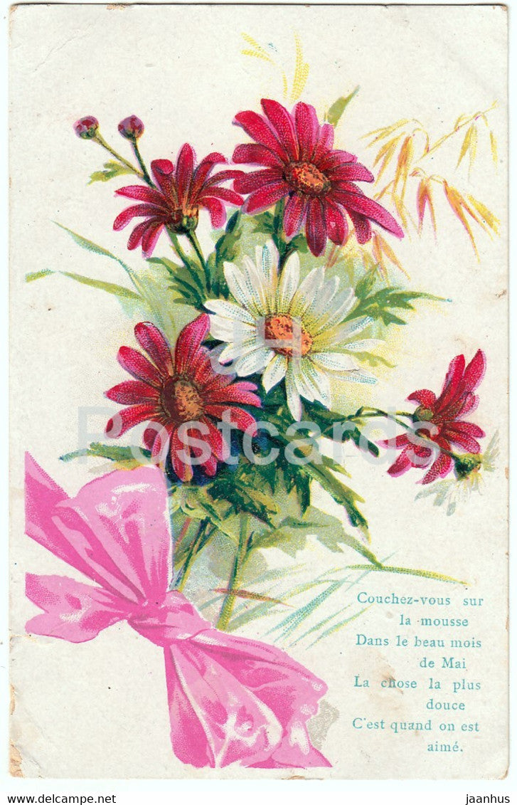 flowers - Couchez vous sur la mousse - illustration - old postcard - 1907 - France - used - JH Postcards