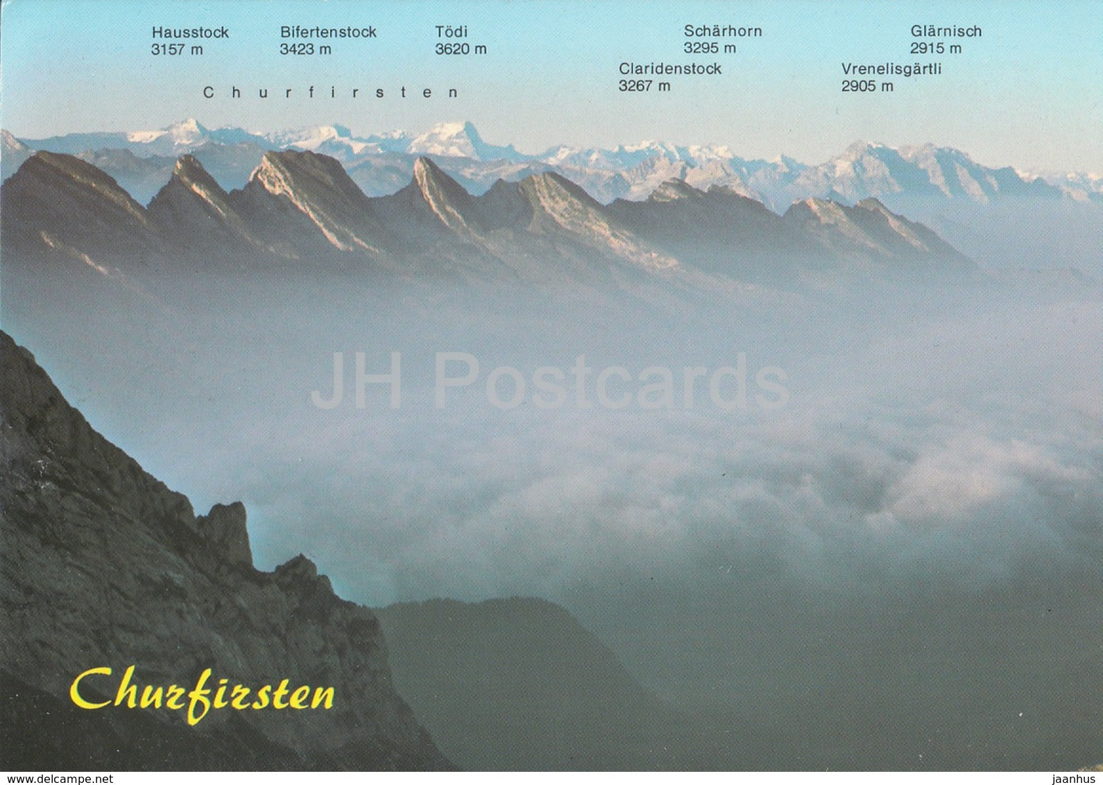 Churfirsten - Santis 2502 m - Blick auf Churfirsten und Glarner Alpen - 2004 - Switzerland - used - JH Postcards
