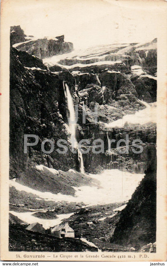 Gavarnie - Le Cirque et la Grande Cascade 422 m - 14 - old postcard - 1936 - France - used - JH Postcards