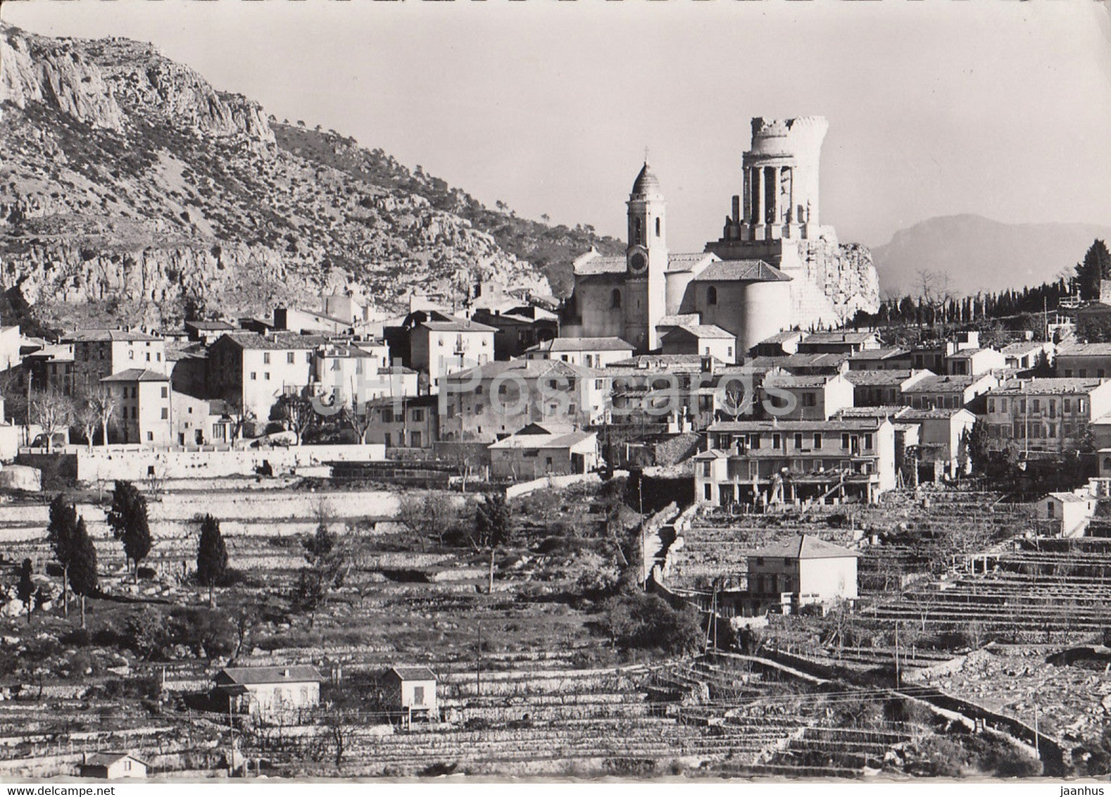 La Turbie - Le village et le Trophee d'Auguste - old postcard - 1964 - France - used - JH Postcards