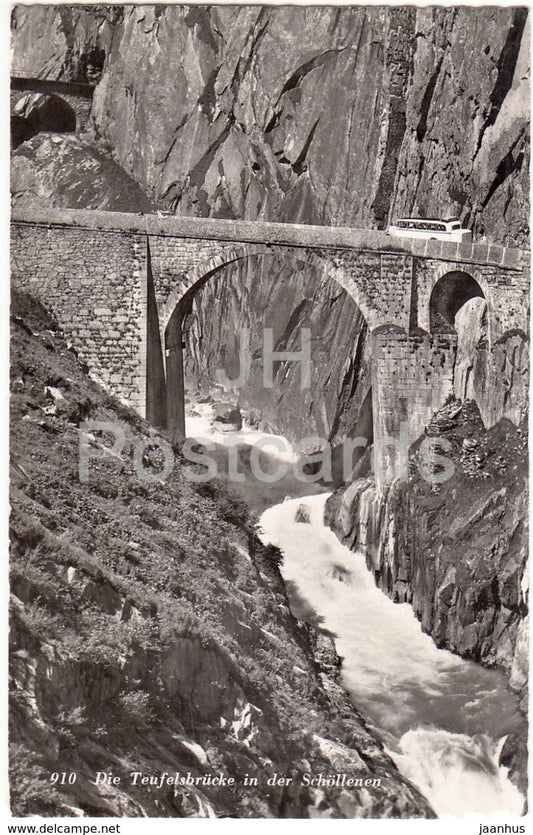 Die Teufelsbrucke in der Schollenen - bridge - 910 - Switzerland - old postcard - unused - JH Postcards