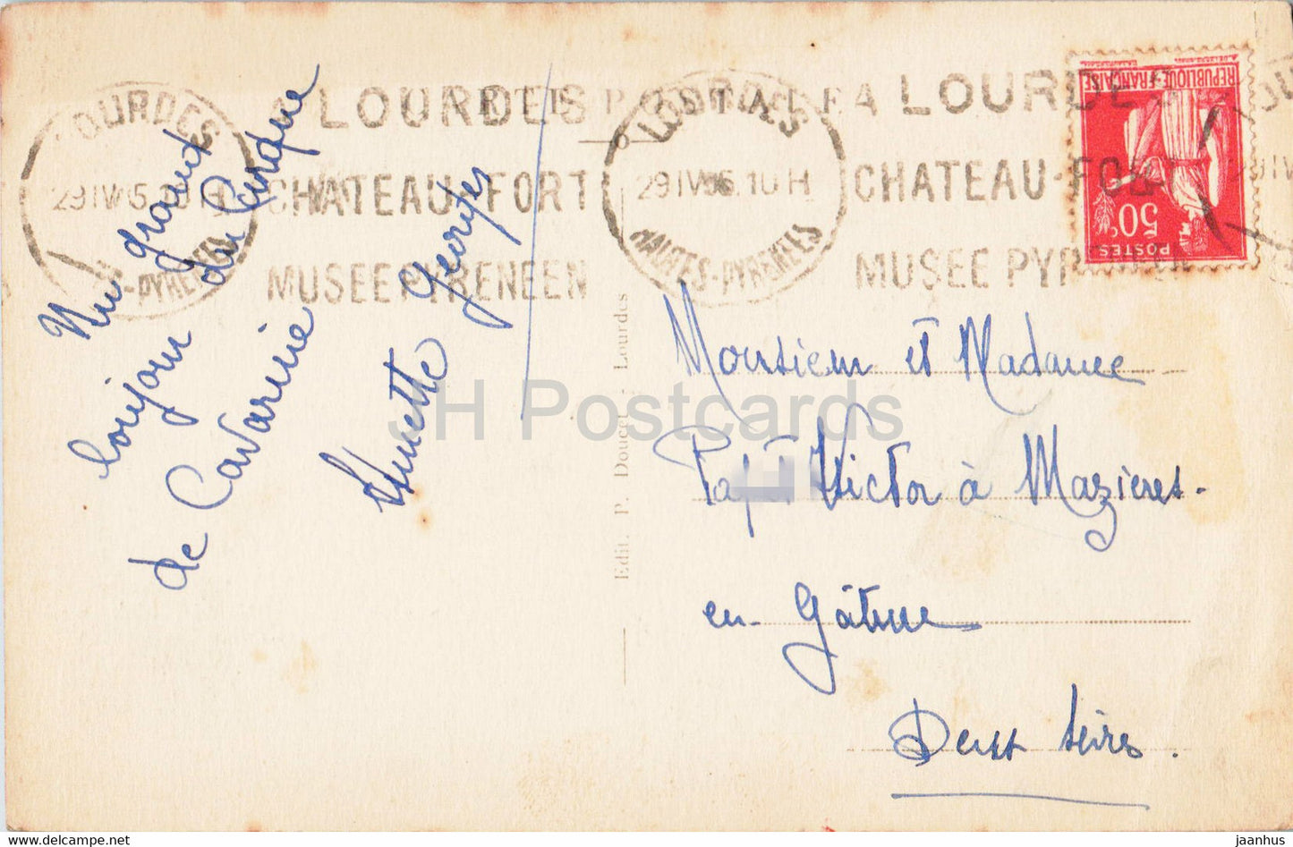 Gavarnie - Le Cirque et la Grande Cascade 422 m - 14 - old postcard - 1936 - France - used