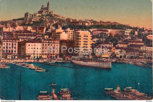 Marseille - Le Port et Notre Dame de la Garde - 29 - old postcard - France - unused - JH Postcards