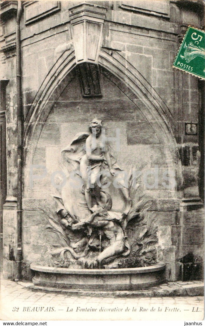 Beauvais - La Fontaine decorative de la Rue de la Frette - 32 - old postcard - France - used - JH Postcards