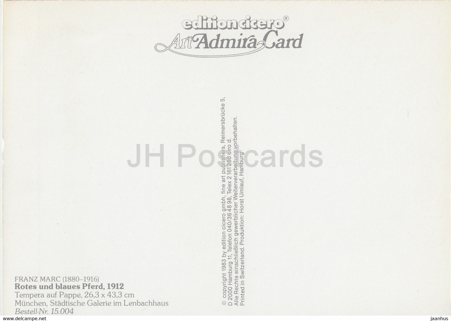 peinture de Franz Marc - Rotes und Blaues Pferd - cheval - Art allemand - 2000 - Allemagne - inutilisé