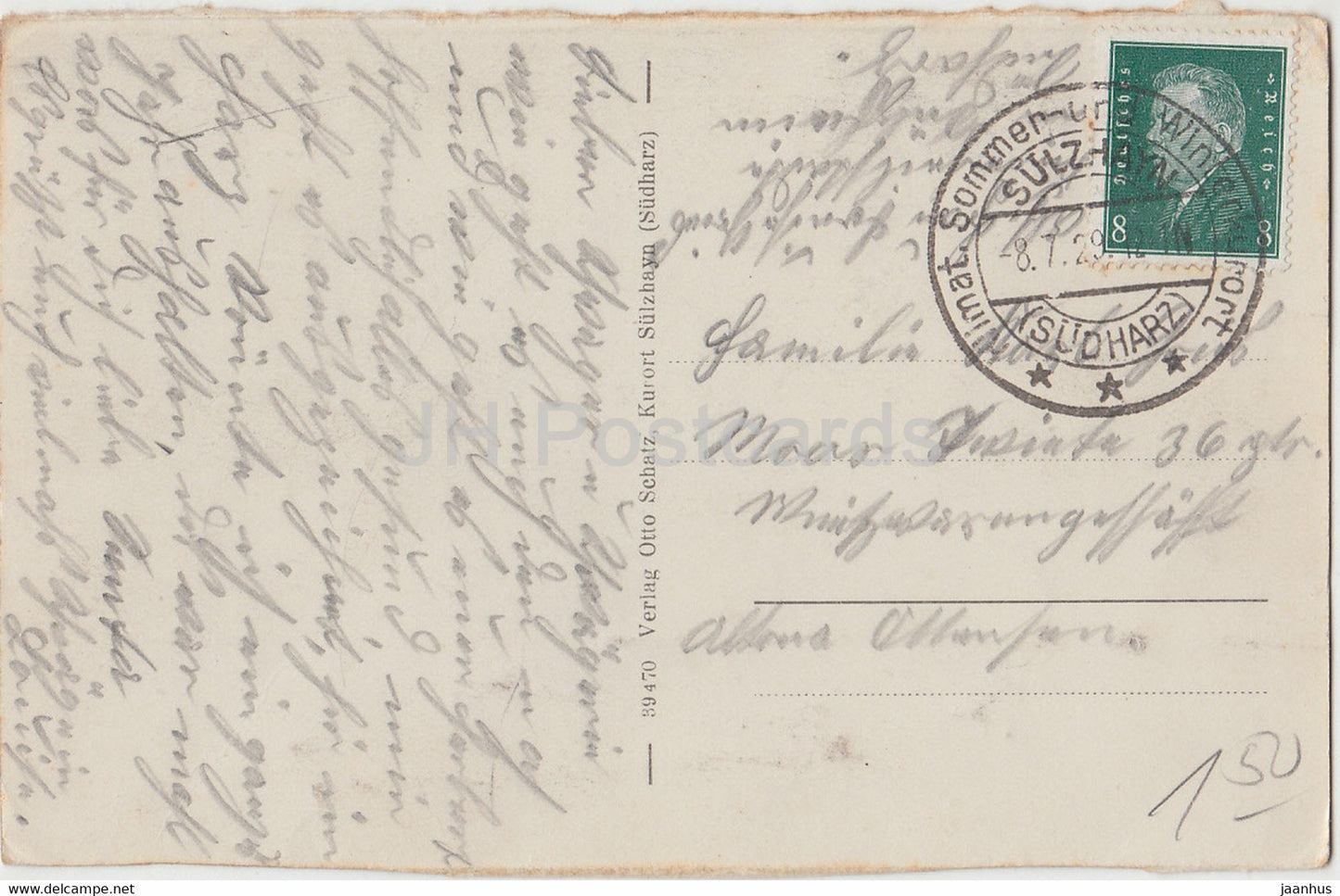 Kurort Sulzhayn - Sudharz - Sanatorium Hohenstein - 39470 - old postcard - 1929 - Germany - used