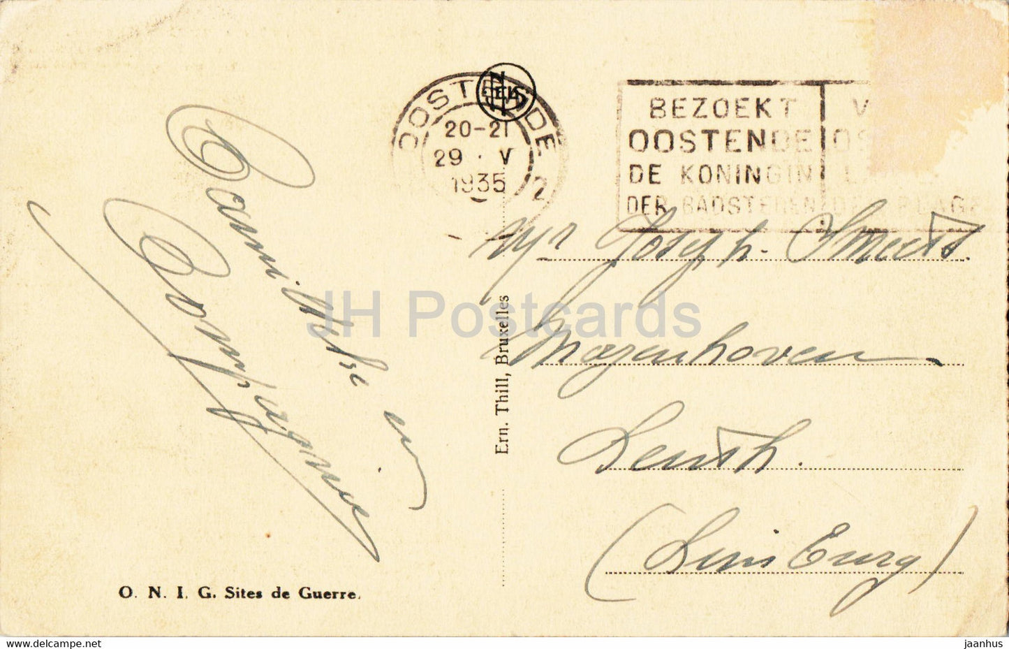 Diksmuide - Boyau de la mort a Dixmude - A Droite - militaire - carte postale ancienne - 1935 - Belgique - utilisé