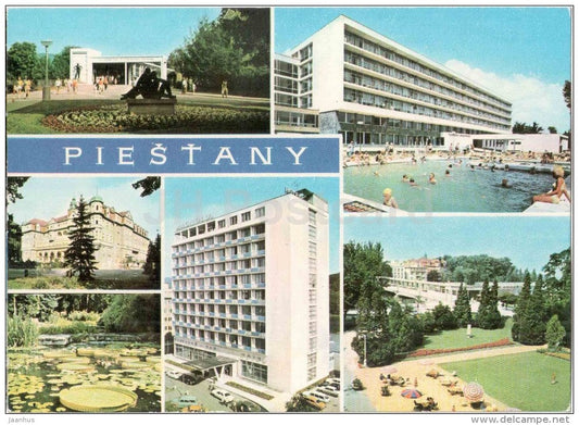 Piestany - spa - architecture - town views - Czechoslovakia - Slovakia - used 1976 - JH Postcards