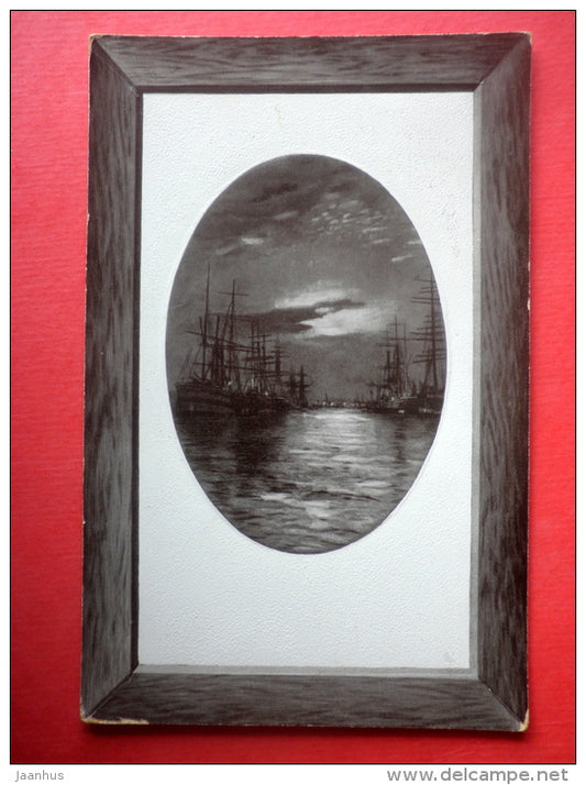 illustration - sailing ship - Unikum - AL Serie 251/2 - circulated in Estonia Wesenberg Imperial Russia 1910 - JH Postcards