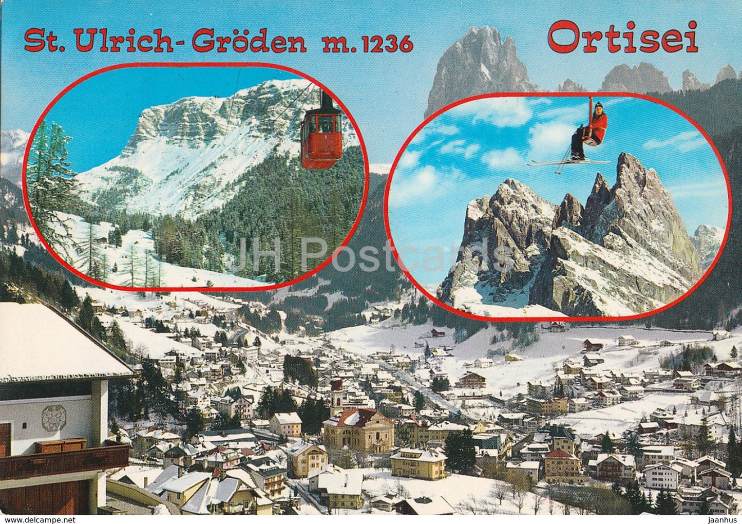 Dolomiti - St. Ulrich-Groden 1236 m - Ortisei - cable car - Italy - used - JH Postcards