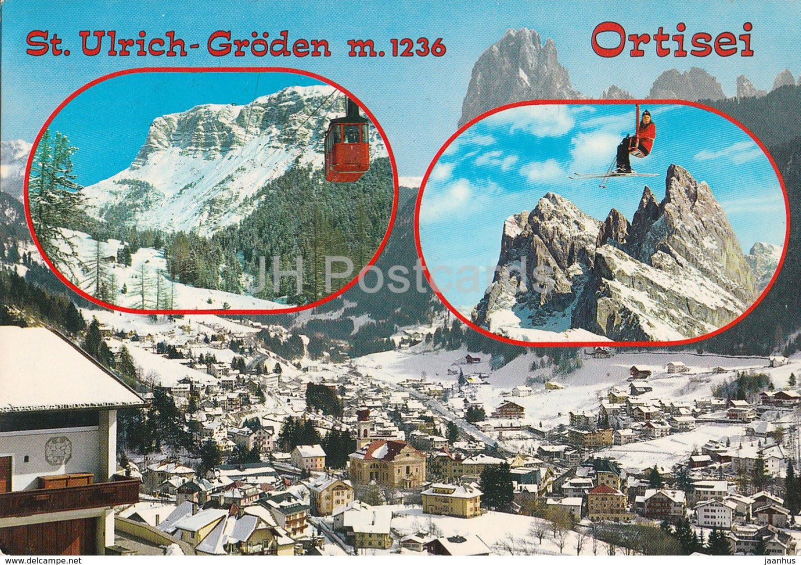 Dolomiti - St. Ulrich-Groden 1236 m - Ortisei - cable car - Italy - used - JH Postcards