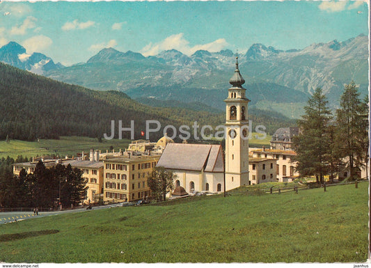 Pontresina - church - 1965 - Switzerland - used - JH Postcards