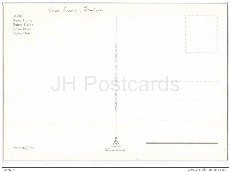Fiume Ticino - Ticino River - Pavia - Lombardia - PAV 92/177 - Italia - Italy - unused - JH Postcards