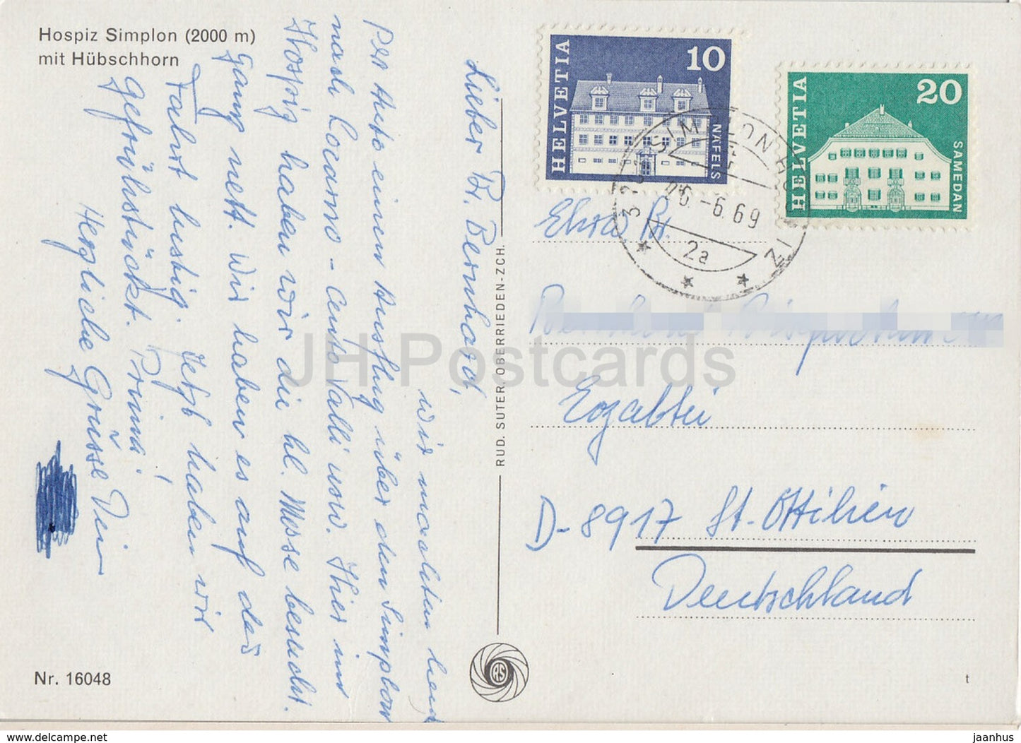 Hospiz Simplon 2000 m mit Hubschhorn - hospice - 16048 - 1969 - Switzerland - used