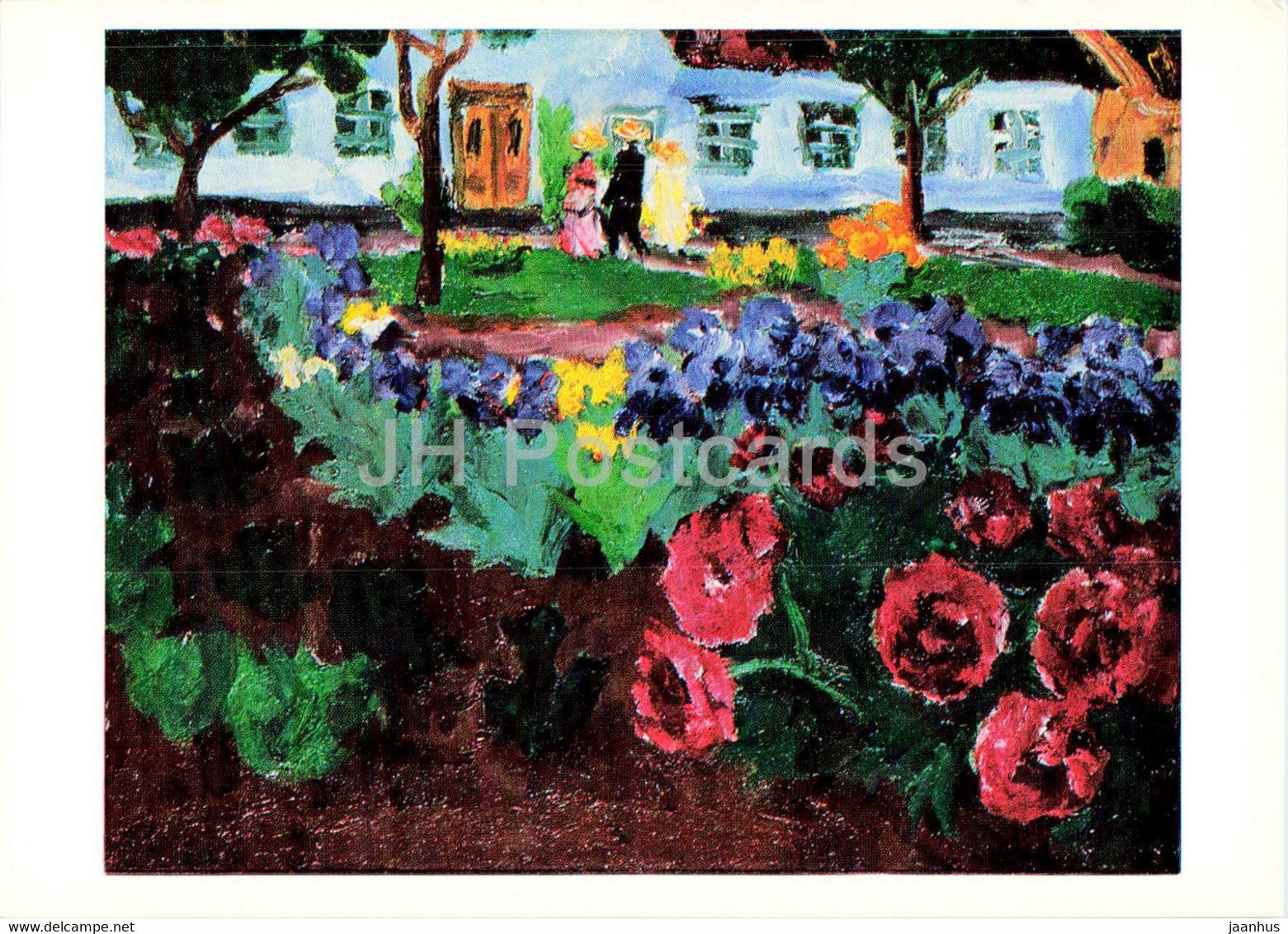 painting by Emil Nolde - Blumengarten A - Flower Garden - German art - Germany - unused - JH Postcards