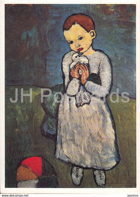 painting by Pablo Picasso - Kind mit einer Taube - child wit a dove - Spanish art - Germany - unused - JH Postcards
