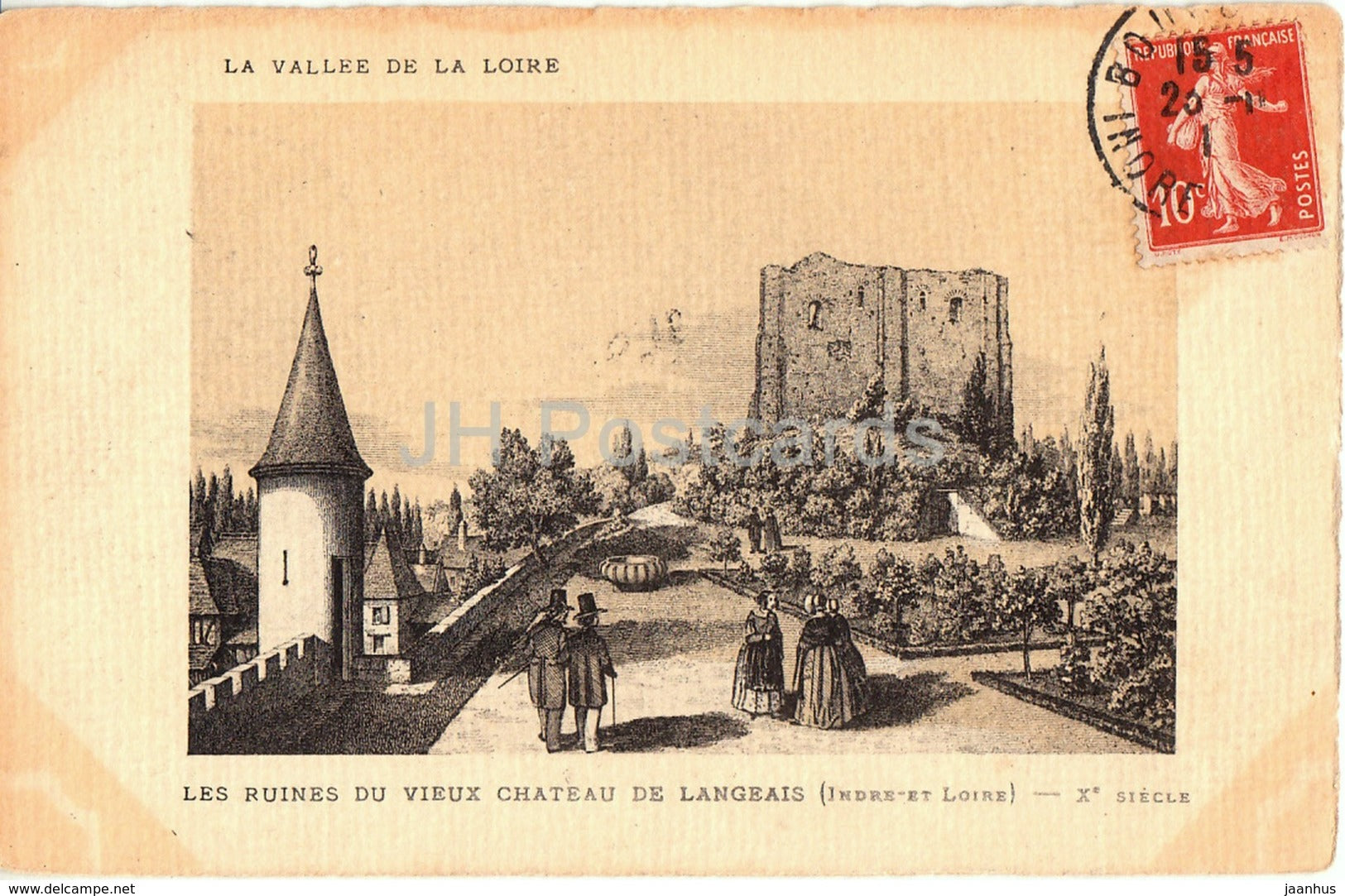 Les Ruines du Vieux Chateau de Langeais - La Vallee de la Loire - castle ruins - old postcard - 1911 - France - used