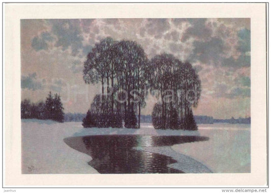 painting by V. Purvitis - Winter - latvian art - unused - JH Postcards