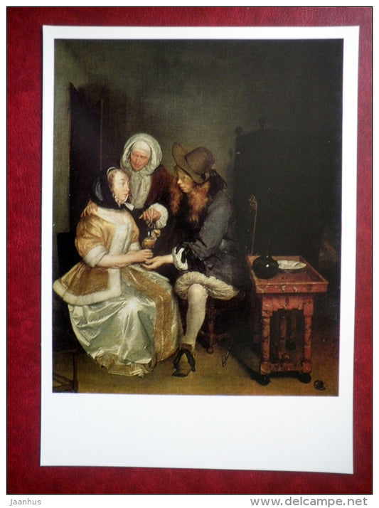 large format postcard - painting by Gerard Ter Borch , A Glass of Lemonade - dutch art - unused - JH Postcards