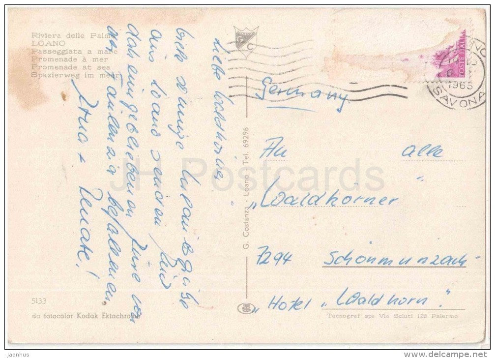 Riviera delle Palme , Passeggiata a mare - beach - Loano - Savona - Liguria - 5133 - Italia - Italy - used - JH Postcards
