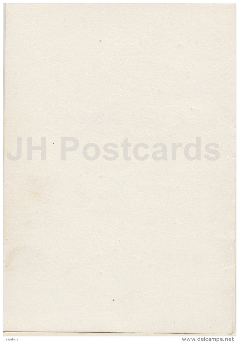 Christmas Greeting card - town view - birds - illustration - Estonia USSR - used in 1990 - JH Postcards