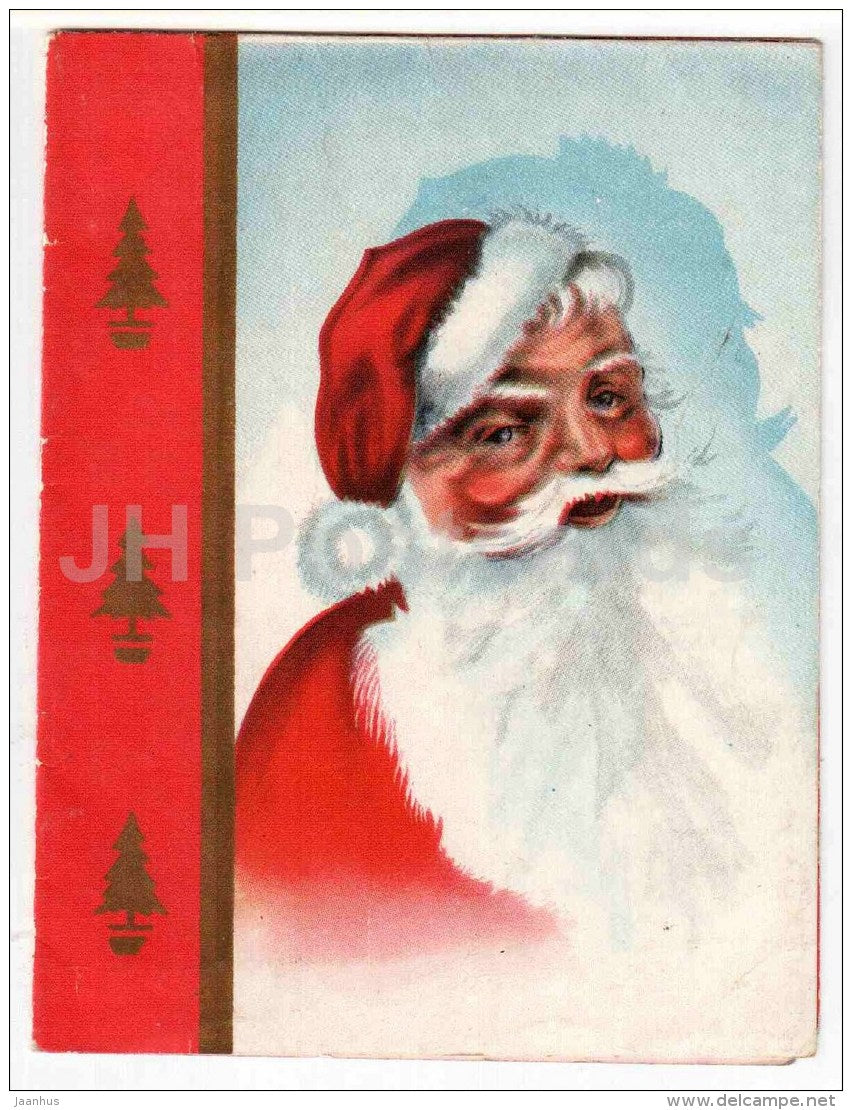 New Year Greeting Card - Santa Claus - 1957 - Estonia USSR - unused - JH Postcards