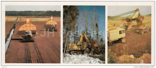 agriculture - tractor - forestry - excavator - Novgorod Region - 1985 - Russia USSR - unused - JH Postcards