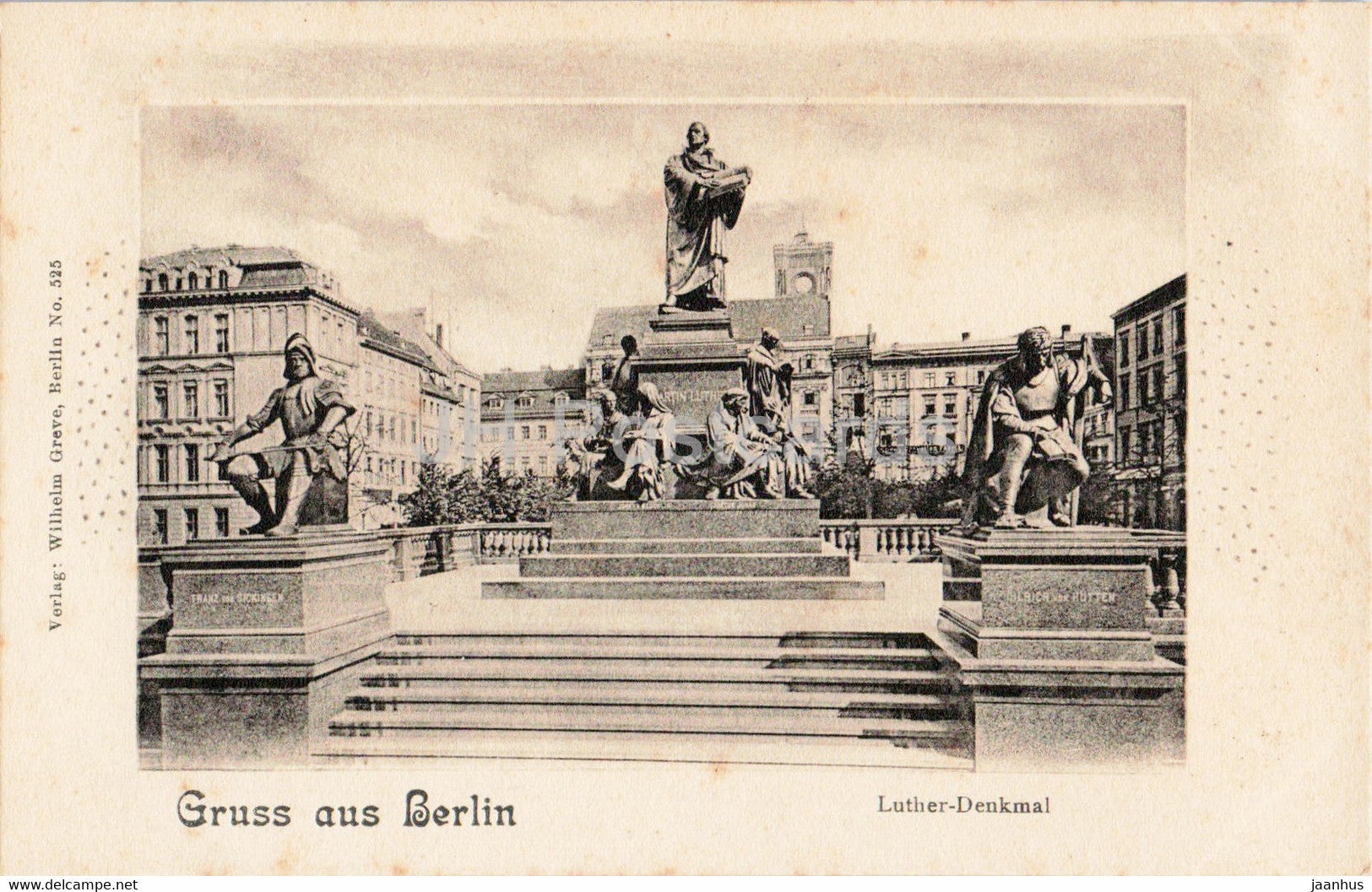 Gruss aus Berlin - Luther Denkmal - 525 - monument - old postcard - Germany - unused - JH Postcards
