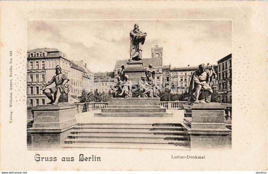 Gruss aus Berlin - Luther Denkmal - 525 - monument - old postcard - Germany - unused - JH Postcards