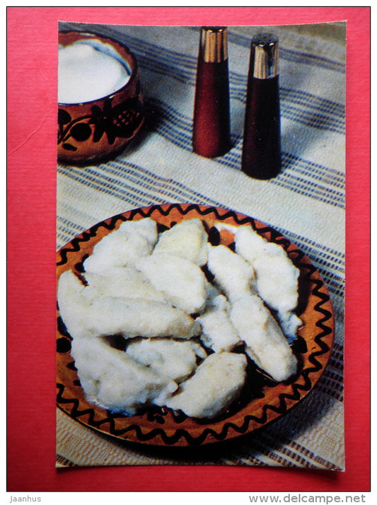grated potato dumplings - recipes - Latvian dishes - 1971 - Russia USSR - unused - JH Postcards