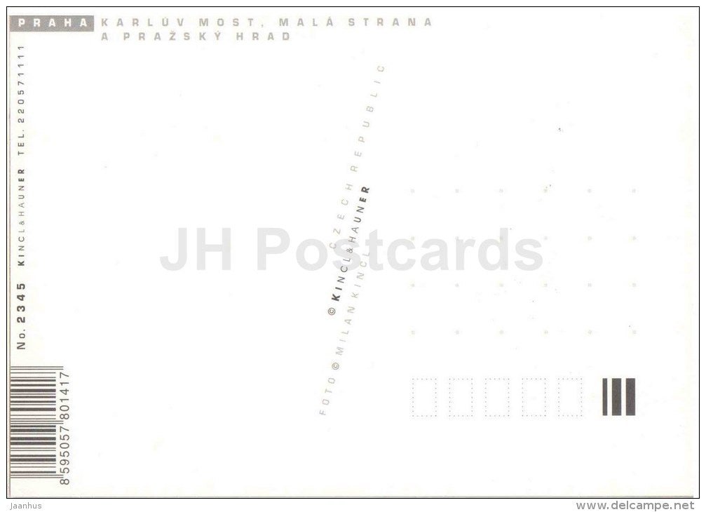 Praha - Prague - Charles Bridge - The Old Town Towers - Czech Republic - unused - JH Postcards
