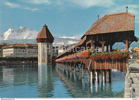 Luzern - Lucerne - Kapellbrucke mit Wasserturm und Pilatus - 7981 - Switzerland - used - JH Postcards
