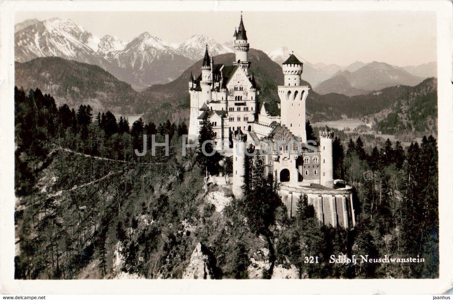 Schloss Neuschwanstein - castle - 321 - old postcard - 1936 - Germany - used - JH Postcards