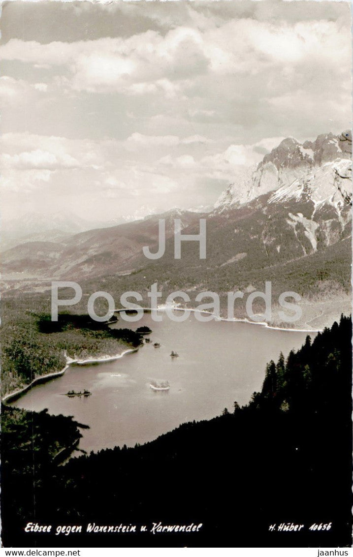 Eibsee gegen Waxenstein u Karwendel - old postcard - 1956 - Germany - used - JH Postcards