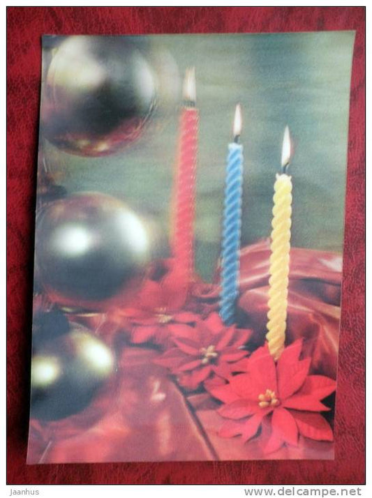 Switzerland - 3D - stereo - New Year - Christmas - Candles - sent in Finland - nice stamps!! - 1974 - used - JH Postcards