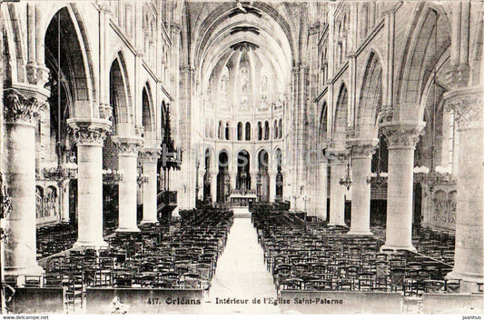 Orleans - Interieur de l'Eglise Saint Paterne - church - 417 - old postcard - 1929 - France - used - JH Postcards
