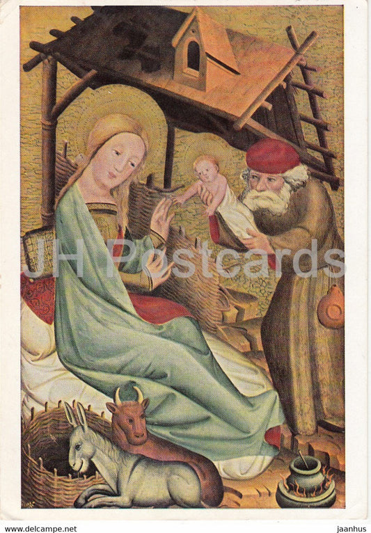 painting by Meister Bertram - Die Heilige Familie - The Holy Family - Italian art - Germany - used - JH Postcards