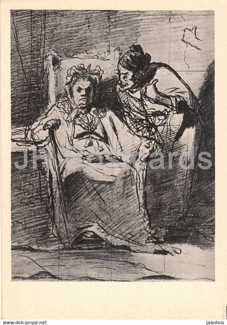 drawing by V. Perov - Informer before the Thunder - Russian art - 1962 - Russia USSR - unused - JH Postcards