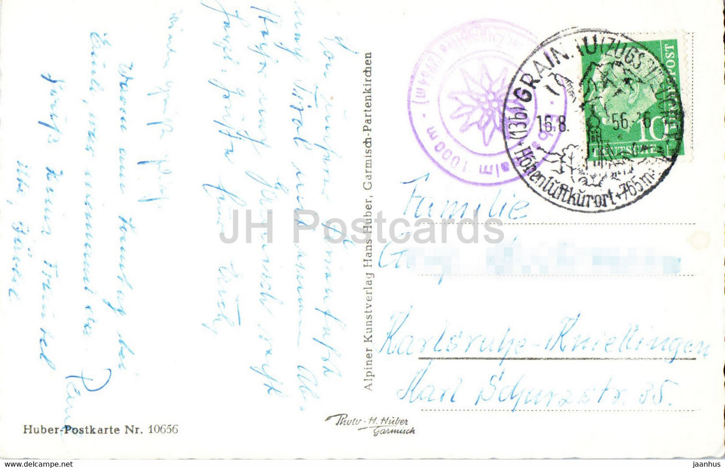 Eibsee gegen Waxenstein u Karwendel - carte postale ancienne - 1956 - Allemagne - utilisé