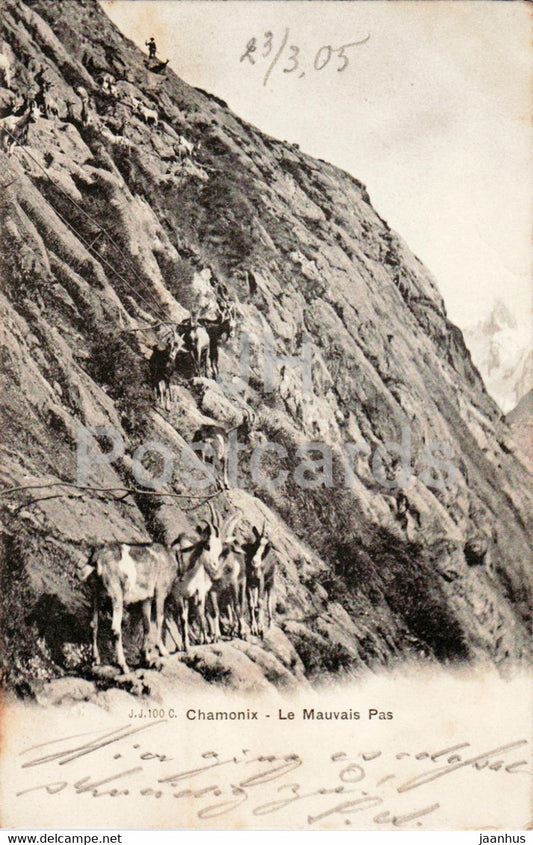 Chamonix - Le Mauvais Pas - old postcard - 1905 - France - used - JH Postcards